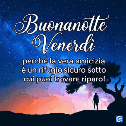 GIF buonanotte venerdì con luna stelle e messaggi dolci per una notte tranquilla