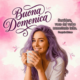 GIF buongiorno buona domenica con atmosfera rilassante, colori caldi e messaggio positivo per augurare una giornata serena e felice