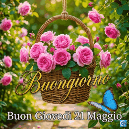 GIF immagini buongiorno Buon Giovedì 21 Maggio con fiori, caffè e messaggi positivi da condividere su WhatsApp e social