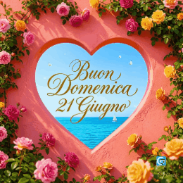 Immagine luminosa di buongiorno per domenica 21 giugno con fiori colorati, sole morbido e atmosfera serena, perfetta da condividere su WhatsApp insieme alle nuove GIF e alle frasi augurali