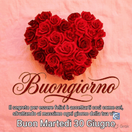 Immagini e GIF HD di buongiorno con colori vivaci e messaggi positivi per augurare buon martedì 30 giugno , perfette da condividere su WhatsApp e status