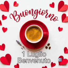 Immagini e GIF HD di buongiorno 1 luglio con colori luminosi, fiori estivi e messaggi di benvenuto a luglio, perfette per status e auguri positivi su WhatsApp