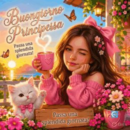 Immagini e gif buongiorno principessa romantiche con cuori fiori e messaggi d'amore perfette per whatsapp e auguri mattutini dolci