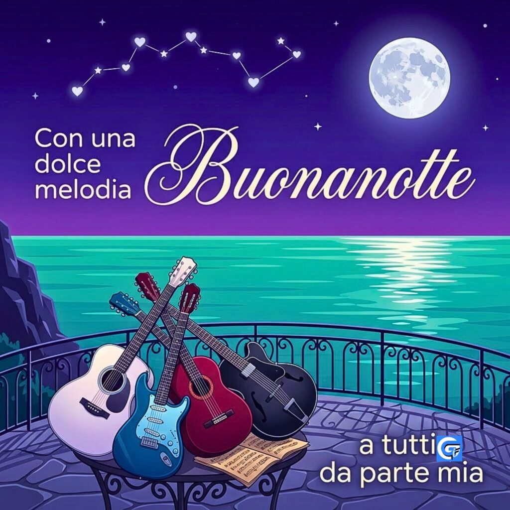 Chitarre su balcone: Con una dolce melodia Buonanotte a tutti da parte mia