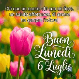 Buon lunedì 6 luglio immagini e GIF di buongiorno gratis da inviare su WhatsApp con fiori sole e messaggi positivi
