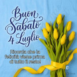 Buon Sabato 4 Luglio immagini GIF buongiorno gratis per WhatsApp con frasi positive e colori vivaci