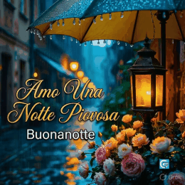 Buonanotte piovoso con pioggia leggera e luci notturne, GIF e immagini gratuite da condividere su WhatsApp