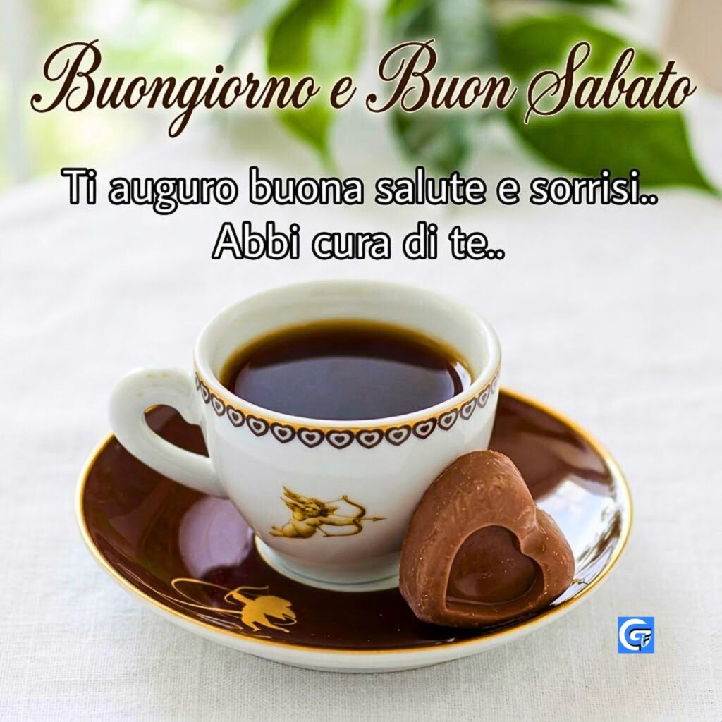 Buon sabato mattina con cappuccino e cornetto