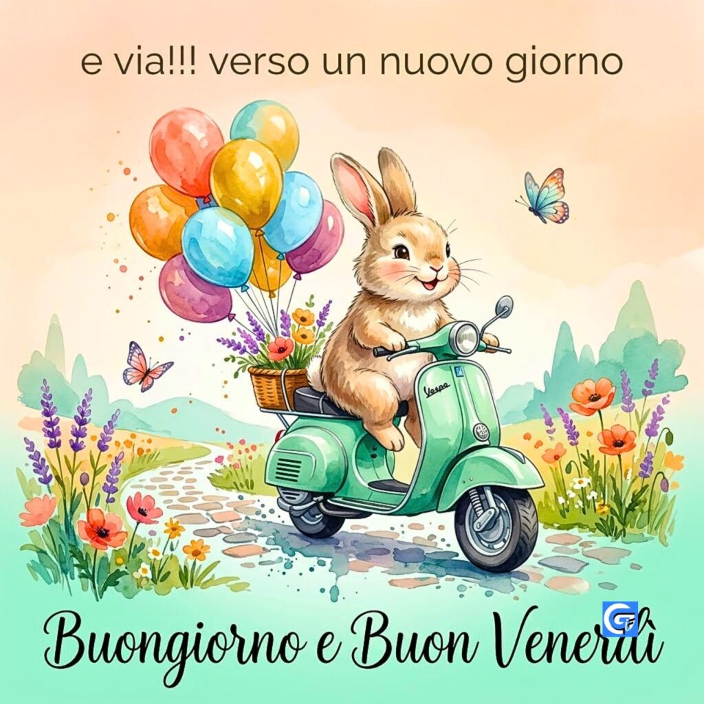 Coniglietto in Vespa, testo e via!!! verso un nuovo giorno Buongiorno e Buon Venerd&igrave;.