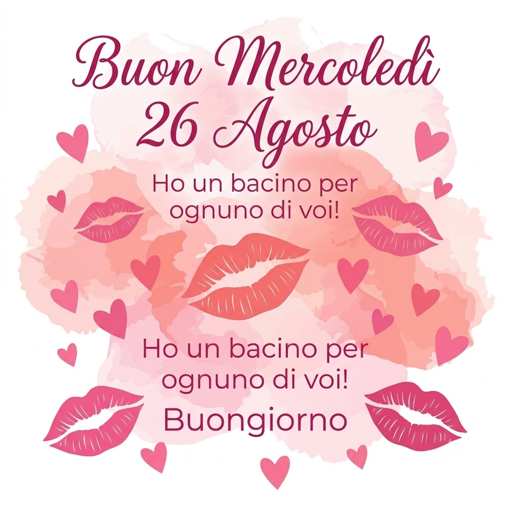 Immagine nuova di buongiorno per mercoledì 26 agosto 2026 con messaggio positivo e design fresco per condividere