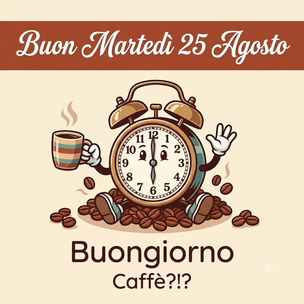 Immagini e GIF di buongiorno nuove per il martedì 25 agosto 2026 – messaggi dolci e divertenti da condividere