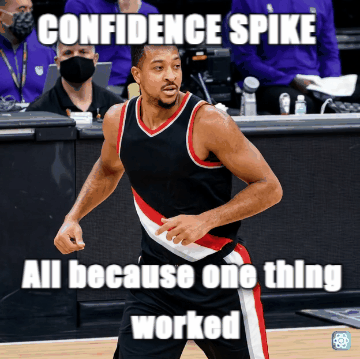 CJ McCollum meme CONFIDENCE SPIKE - All because one thing worked