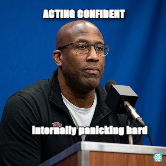Mike Brown meme ACTING CONFIDENT - internally panicking hard
