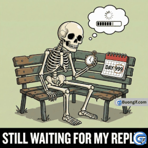 Funny waiting meme GIF showing a frustrated person impatiently waiting for a reply, perfect relatable reaction meme for social media sharing