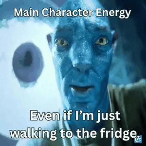 Blue Avatar-style character close-up with intense emotional expression perfect for reaction memes