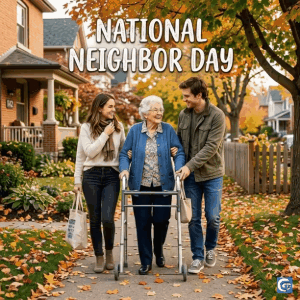 Funny National Neighbor Day GIF showing relatable neighbor interactions and humorous everyday moments with neighbors