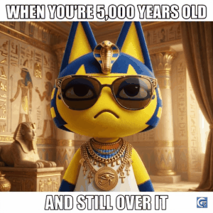 Ankha meme GIF featuring the popular Animal Crossing character in a viral internet meme format, funny and trending meme template