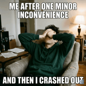 Crash Out meme template showing a chaotic and overwhelmed reaction, perfect for relatable funny GIFs and HD meme images