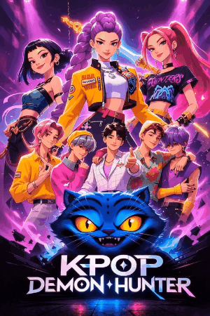 K-pop demon hunters live wallpaper in HD 8K GIF format featuring dynamic characters, glowing effects, and high-resolution animated visuals